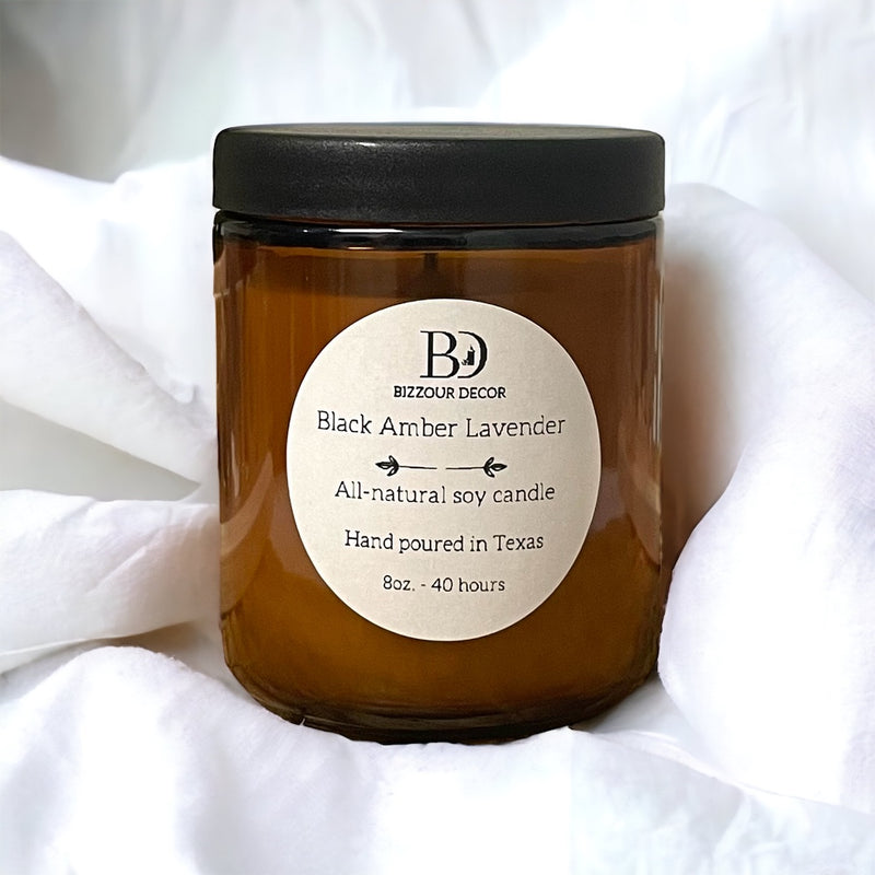 Black Amber Lavender Soy Candle